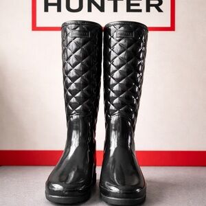 Hunter Quilted Tall Rain Boots in Black
